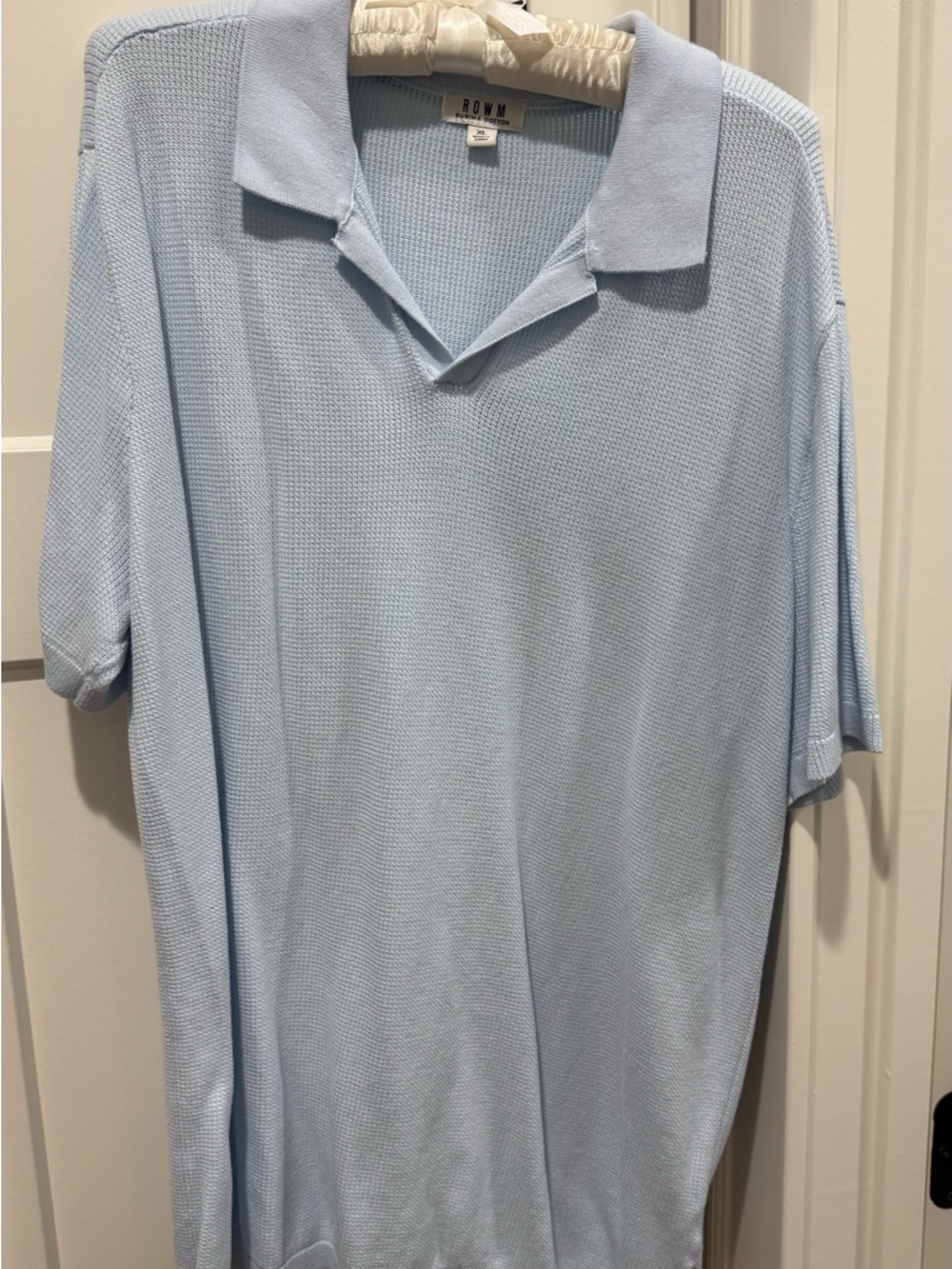 Rowm Light Blue Knit Polo Shirt for Men